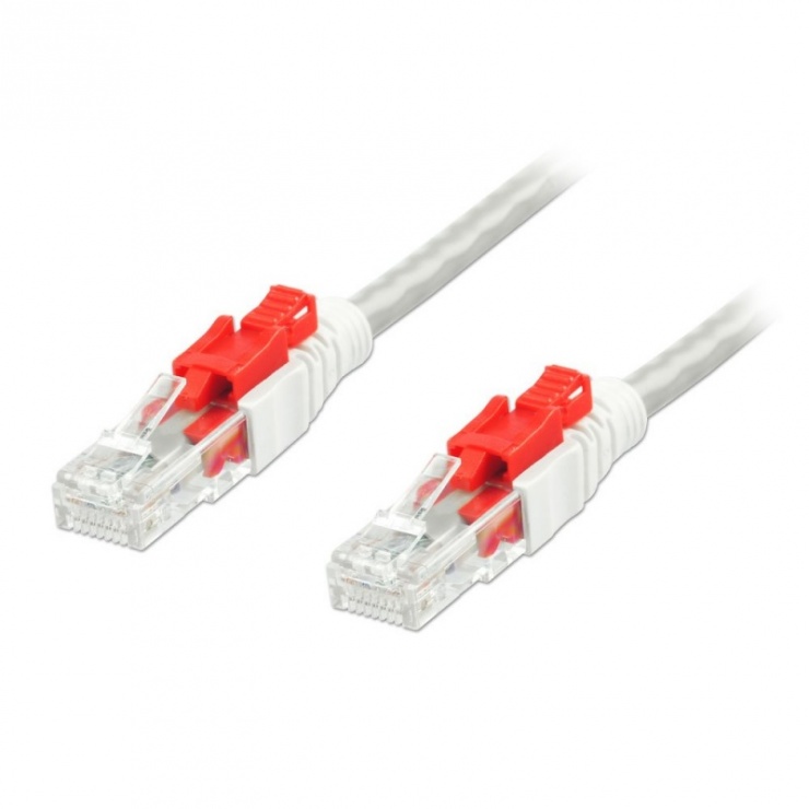 Imagine Cablu retea UTP cat.6 sistem blocare Gri 1m, Lindy L45077