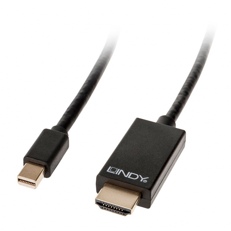 Imagine Cablu Mini Displayport la HDMI 4K 0.5m T-T Negru, Lindy L41720