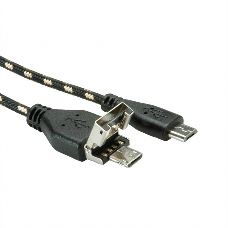 Imagine Cablu USB 2.0/micro USB-B OTG la micro USB-B T-T 1m, Roline 11.02.8314 -6