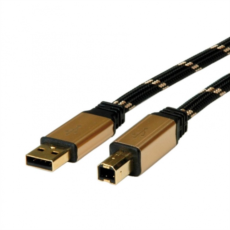 Imagine Cablu imprimanta USB 2.0 A-B T-T 4.5m Gold, Roline 11.02.8805