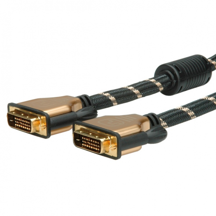 Imagine Cablu DVI 24+1 pini  Dual Link GOLD 2m T-T, Roline 11.04.5512-1
