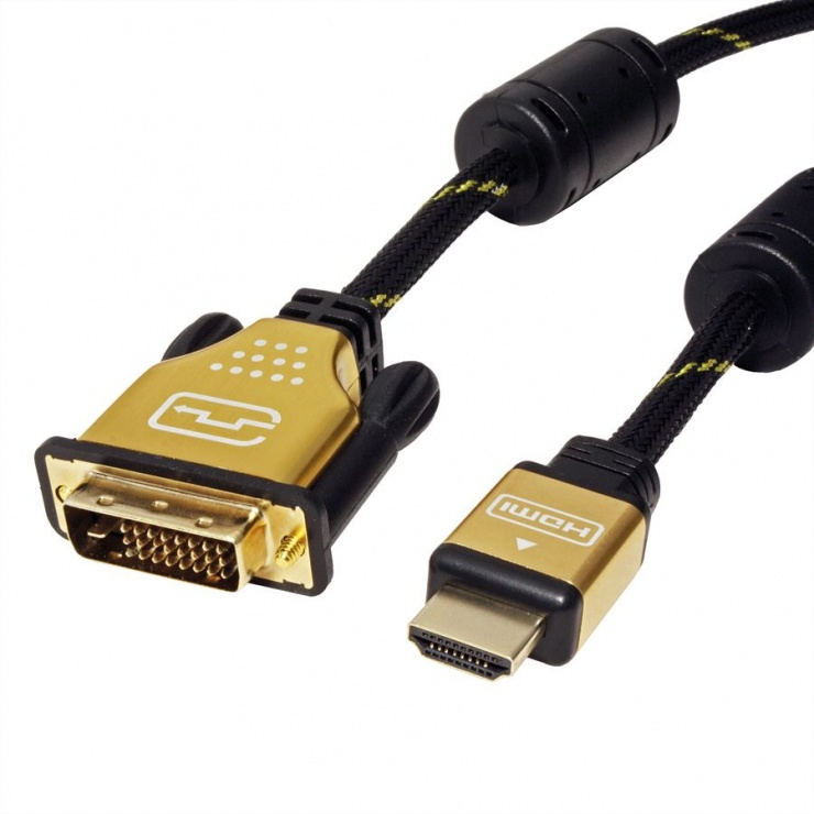 Imagine Cablu HDMI la DVI 24+1 pini T-T GOLD 2m, Roline 11.04.5891-2