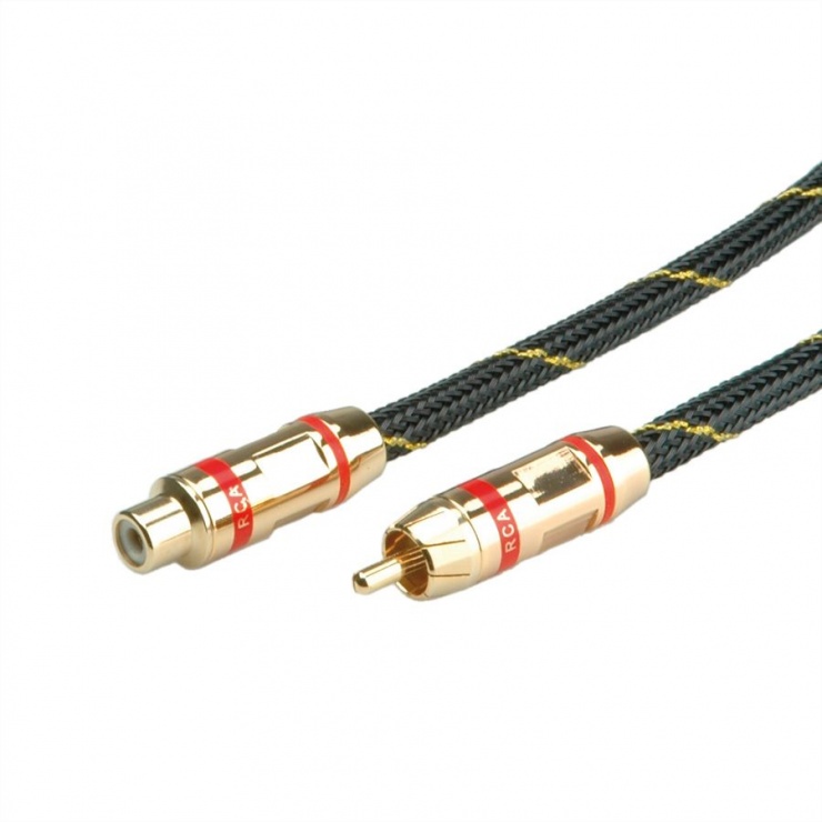 Imagine Cablu GOLD prelungitor audio RCA rosu T-M 10m, Roline 11.09.4294