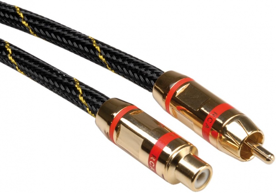 Imagine Cablu GOLD prelungitor audio RCA rosu T-M 5m, Roline 11.09.4254
