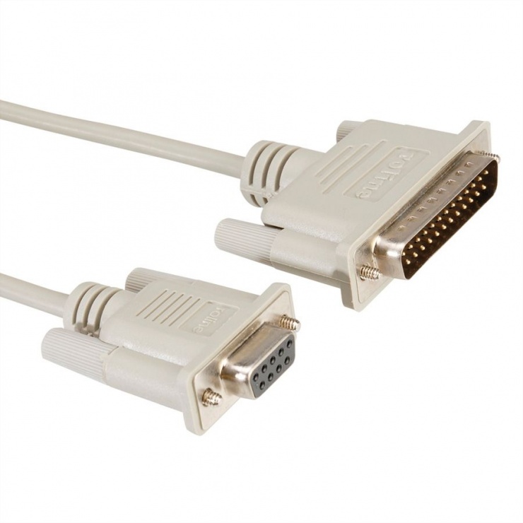 Imagine Cablu modem 9 pini la 25 pini M-T Alb 3m, Roline 11.01.4530