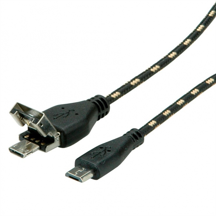 Imagine Cablu USB 2.0/micro USB-B OTG la micro USB-B T-T 1m, Roline 11.02.8314 