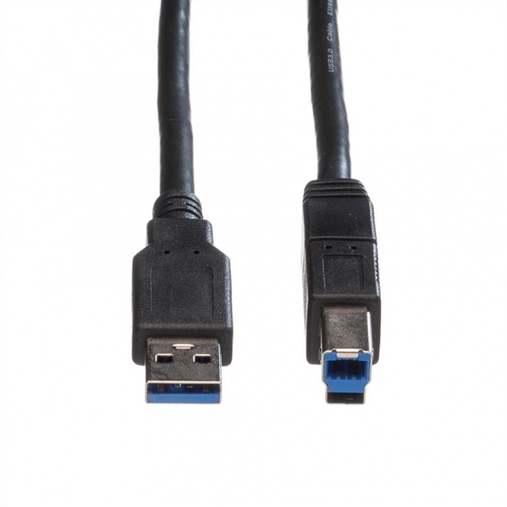 Imagine Cablu USB 3.0 tip A la tip B 0.8m T-T Negru, Roline 11.02.8869