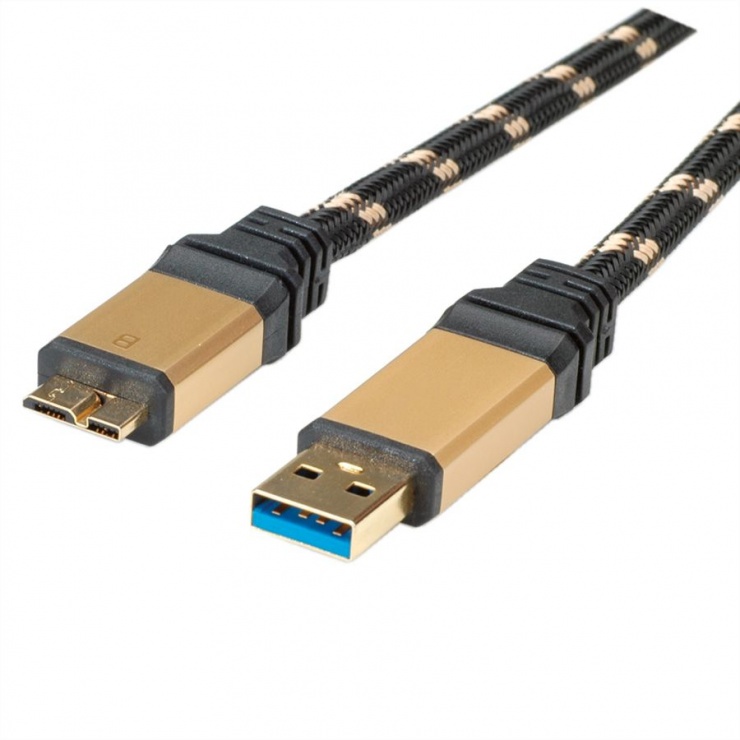 Imagine Cablu GOLD USB 3.0 la micro USB T-T 2m, Roline 11.02.8879