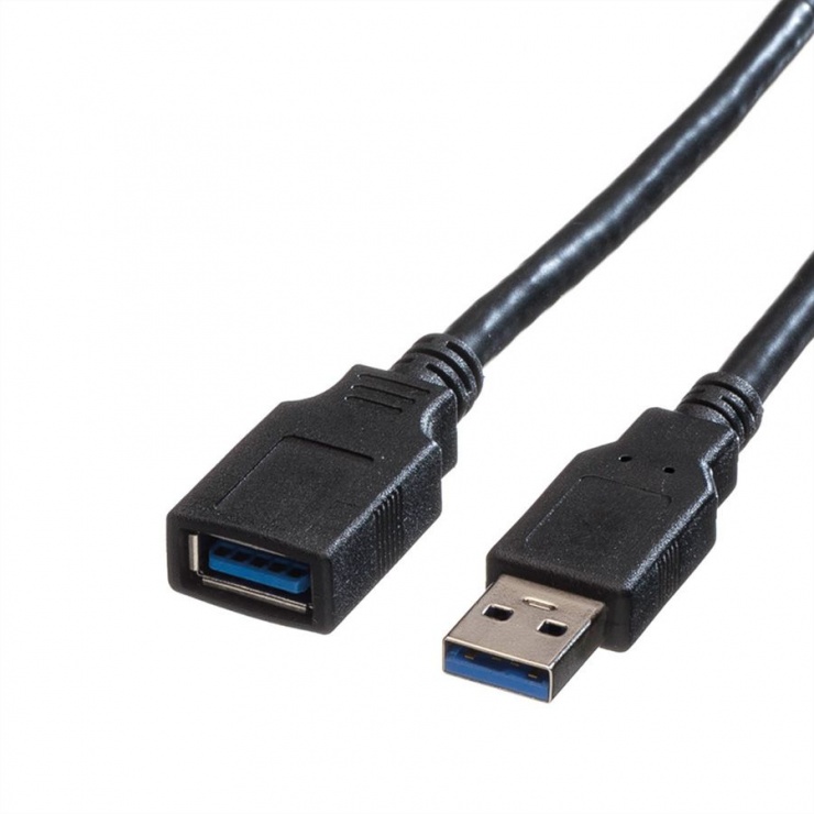 Imagine Cablu prelungitor USB 3.0 T-M 0.8m Negru, Roline 11.02.8977