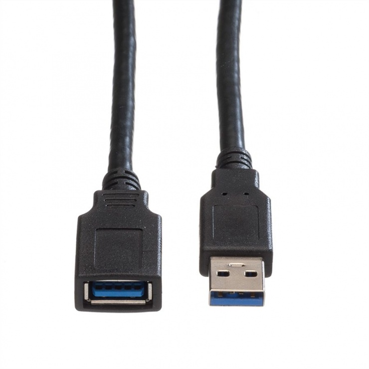 Imagine Cablu prelungitor USB 3.0 T-M 1.8m Negru, Roline 11.02.8978-1