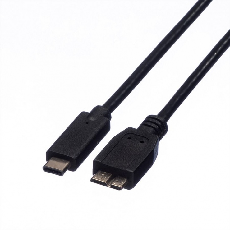 Imagine Cablu USB tip C la micro USB 3.1-B 1m, Roline 11.02.9006
