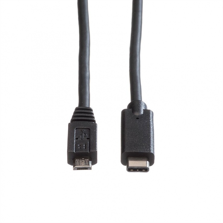 Imagine Cablu micro USB-B 2.0 la USB-C T-T negru 2m, Roline 11.02.9021