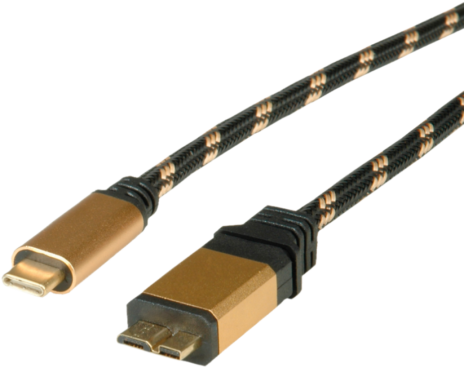 Imagine Cablu USB 3.1 tip C la micro USB-B GOLD T-T 0.5m, Roline 11.02.9025