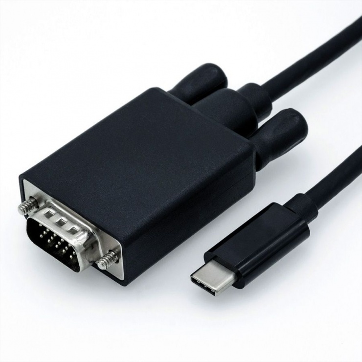 Imagine Cablu USB tip C la VGA T-T 1m Negru, Roline 11.04.5820