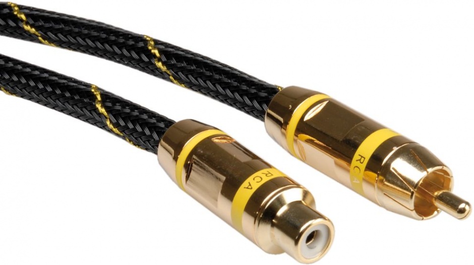 Imagine Cablu GOLD prelungitor audio RCA galben T-M 5m, Roline 11.09.4256