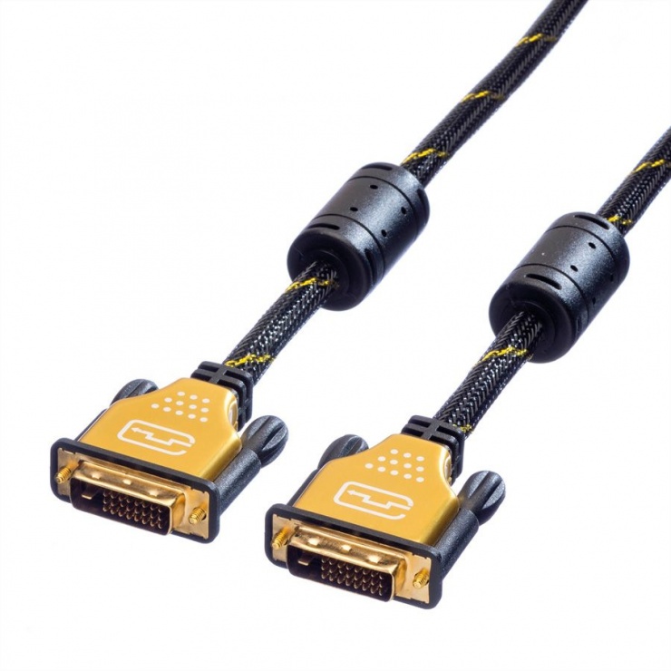 Imagine Cablu DVI-D Dual link 24+1 pini GOLD T-T 1m, Roline 11.04.5511