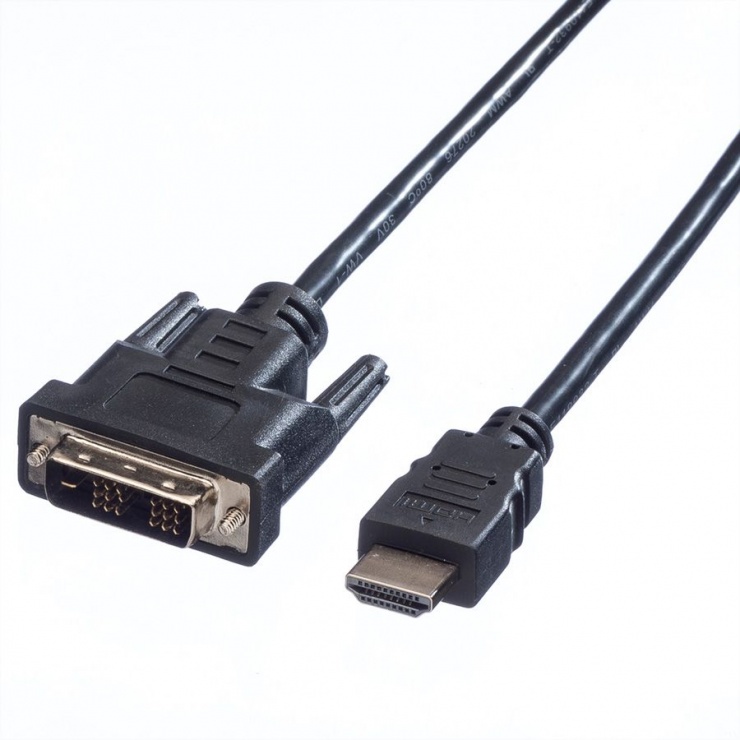 Imagine Cablu HDMI la DVI-D 18+1 pini T-T Negru 2m, Value 11.99.5522