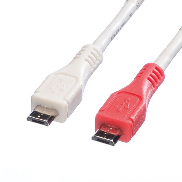 Imagine Cablu de incarcare micro USB-B T-T Alb 0.3m, Value 11.99.8307