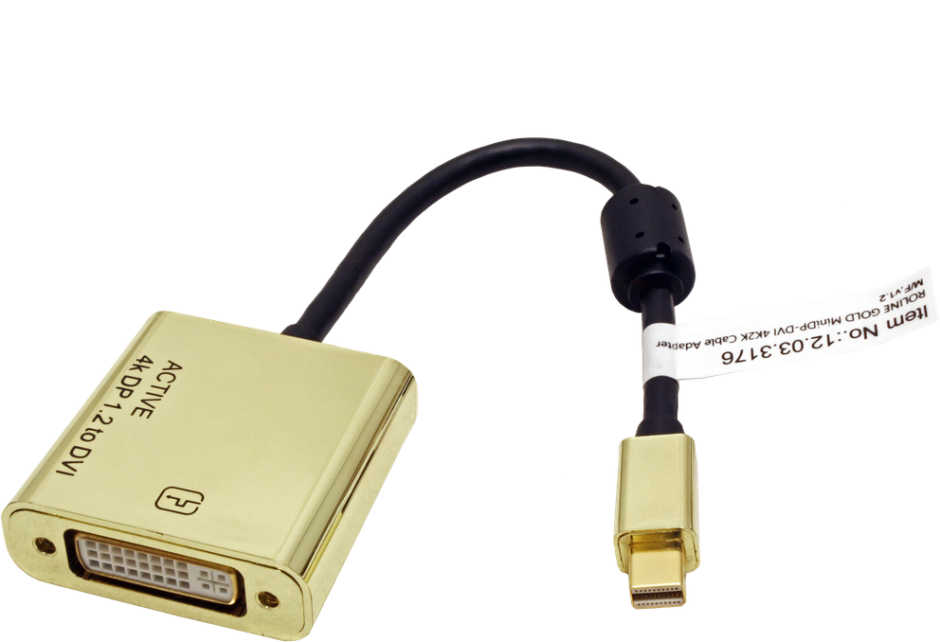 Imagine Adaptor Mini DisplayPort la DVI GOLD 4K2K T-M, Roline 12.03.3176-1