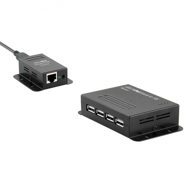 Imagine Extender USB pana la 50m via RJ45 + HUB 4 porturi, Roline 12.04.1101-2