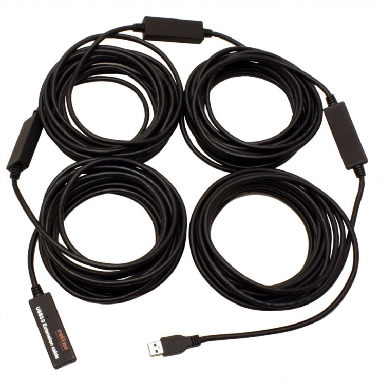 Imagine Cablu prelungitor USB 3.0 activ T-M 20m, Roline 12.04.1082-1