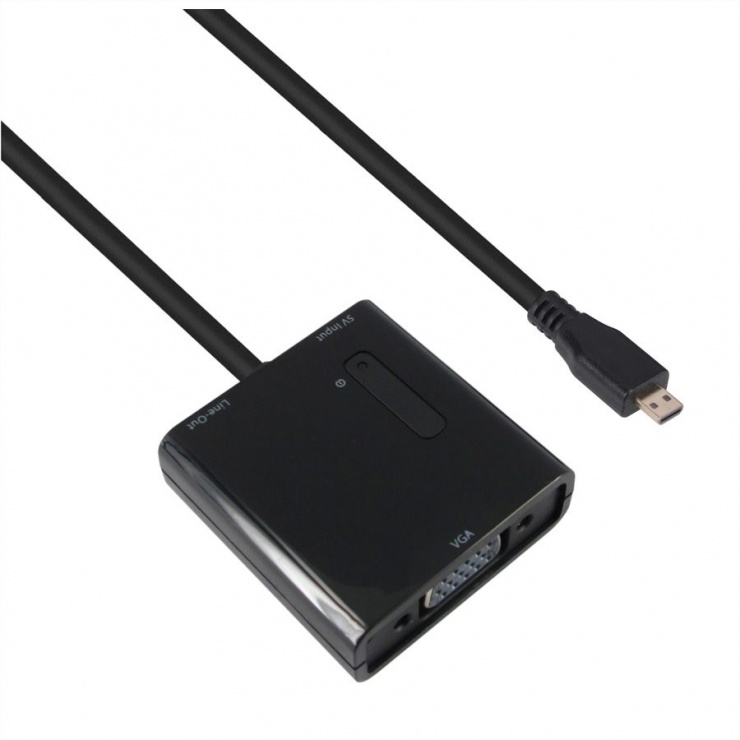 Imagine Adaptor micro HDMI la VGA T-M cu audio 0.15m Negru, Value 12.99.3118 