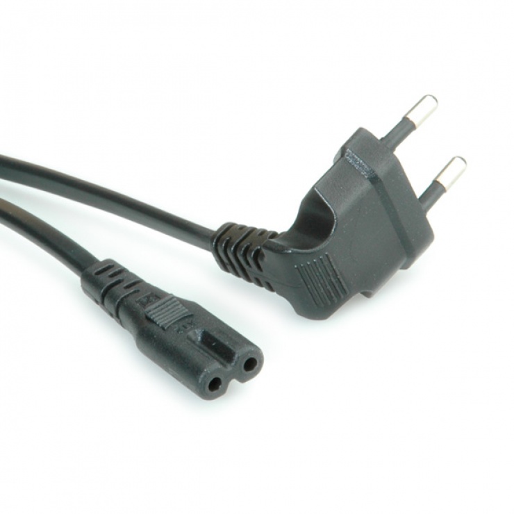 Imagine Cablu alimentare Euro unghi la IEC C7 (casetofon) 2 pini 1.8m, Value 19.99.2093