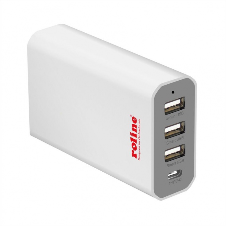 Imagine Incarcator priza PowerIQ cu 3 x USB-A + 1 x USB-C 40W, Roline 19.11.1027