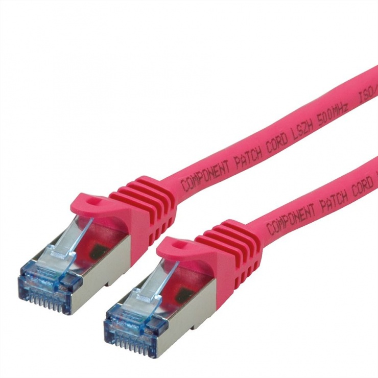Imagine Cablu de retea S/FTP Cat.6A, Component Level, LSOH roz 0.3m, Roline 21.15.2979