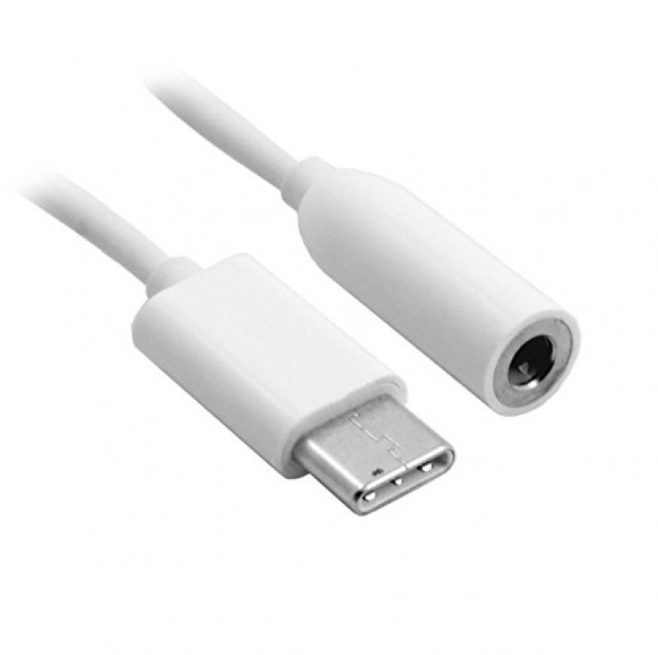 Imagine Adaptor USB-C la jack stereo 3.5mm T-M alb 0.15m, Gembird CCA-UC3.5F-01-W 