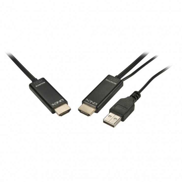 Imagine Cablu HDMI 2.0 Hybrid Fibra optica 4K T-T 50m Negru, Lindy L38278-1