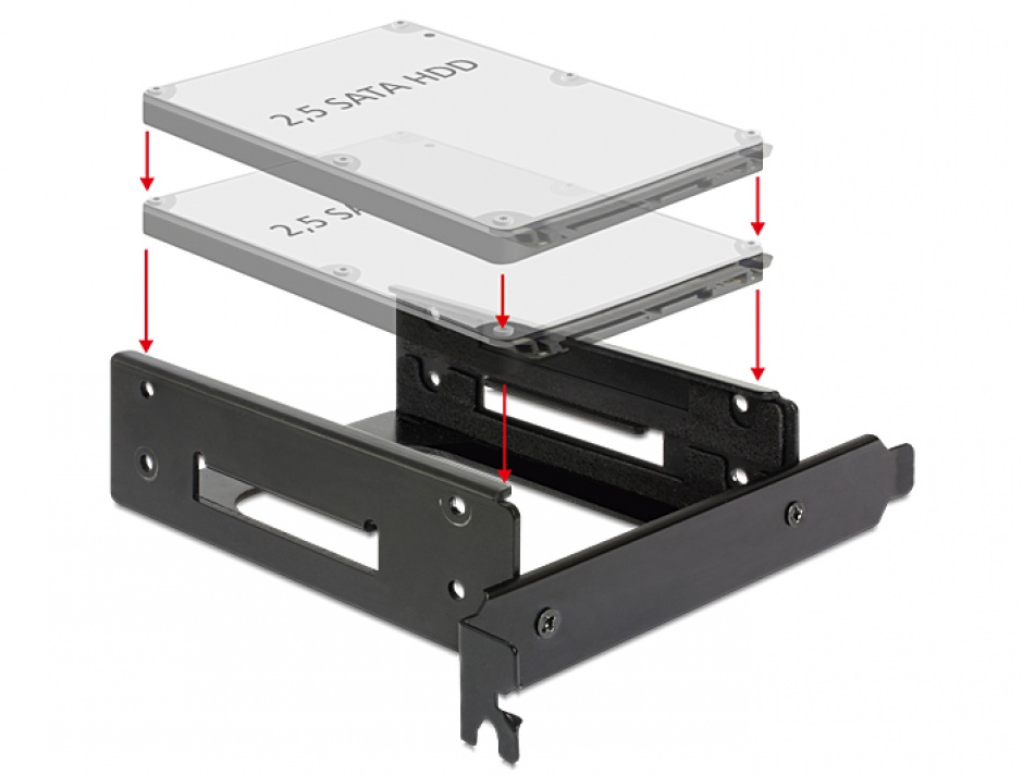 Imagine Installation frame for 2 x 2.5" HDD into the PC slot, Delock 18207