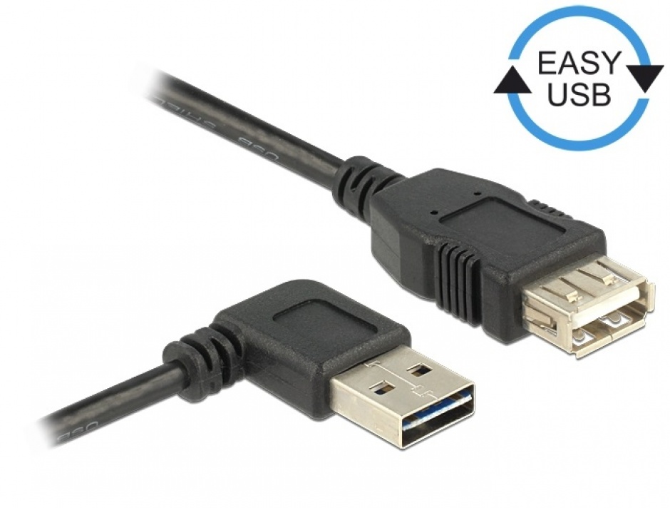 Imagine Cablu prelungitor EASY-USB 2.0 T-M unghi stanga/dreapta 5m, Delock 83554