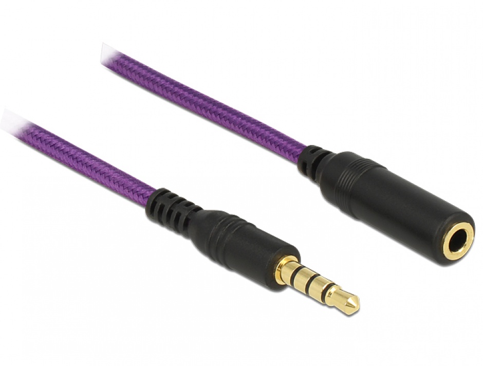 Imagine Cablu prelungitor jack stereo 3.5mm T-M 4 pini 2m Mov, Delock 84795