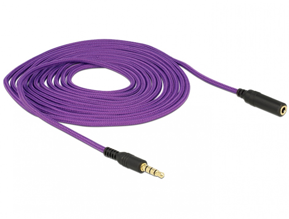 Imagine Cablu prelungitor jack stereo 3.5mm T-M 4 pini 0.5m Mov, Delock 84793-1