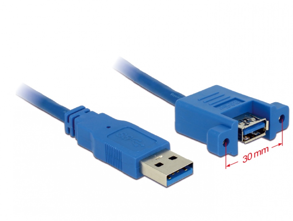 Imagine Cablu USB 3.0-A la USB 3.0-A T-M panel-mount 1m, Delock 85112