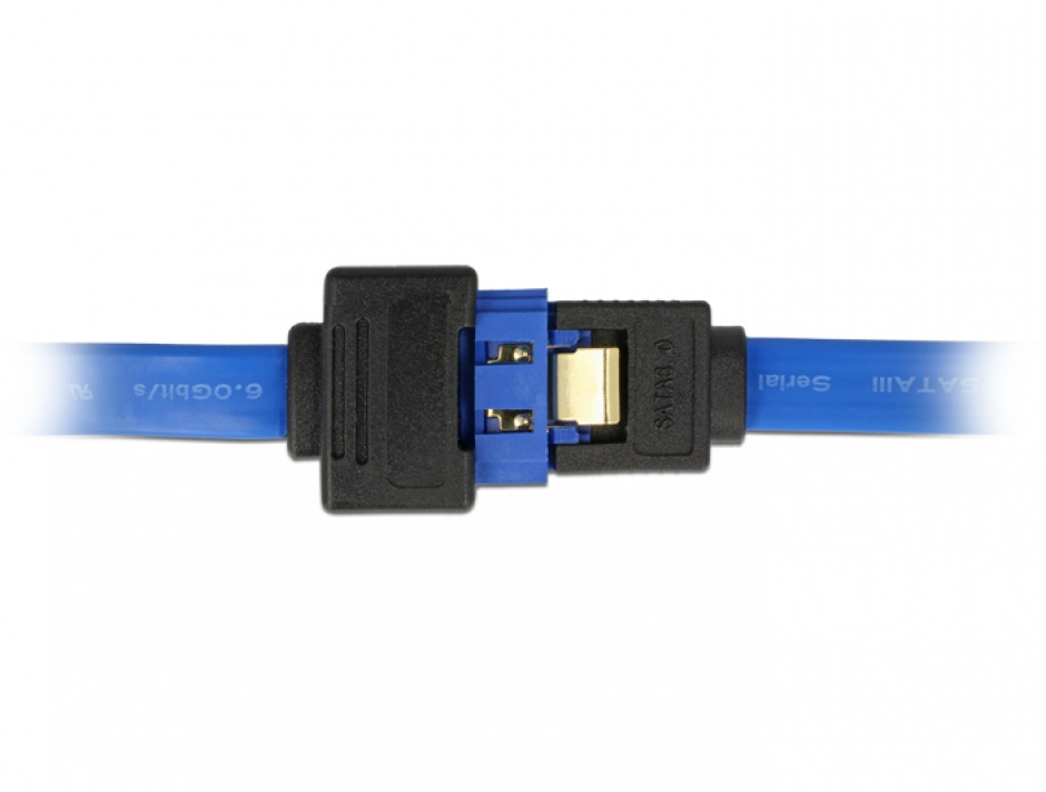 Imagine Cablu prelungitor SATA III 6 Gb/s T-M bleu latchtype 70cm, Delock 84974-1