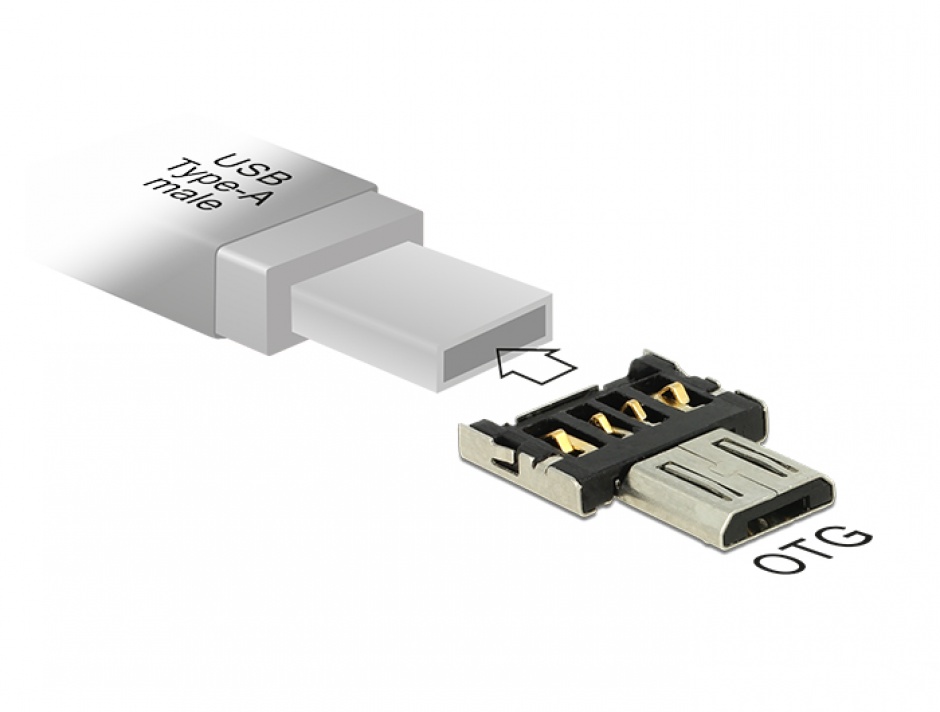 Imagine Adaptor micro USB-B OTG pentru USB-A, Delock 65681