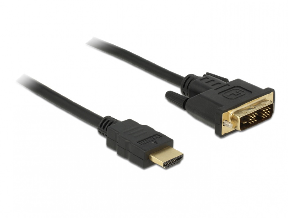 Imagine Cablu DVI-D Single Link 18+1 pini la HDMI T-T 1.5m, Delock 84674