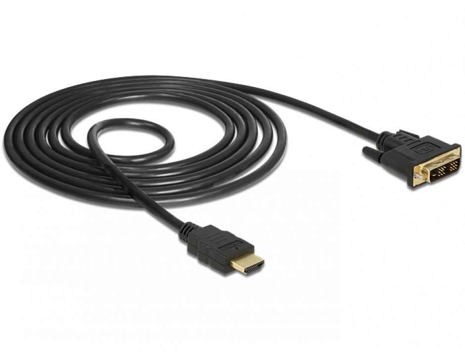 Imagine Cablu DVI-D Single Link 18+1 pini la HDMI T-T 1.5m, Delock 84674