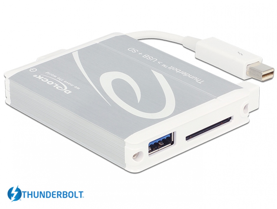 Imagine Adaptor Thunderbolt la USB 3.0 + cititor carduri SD UHS-II, Delock 91723