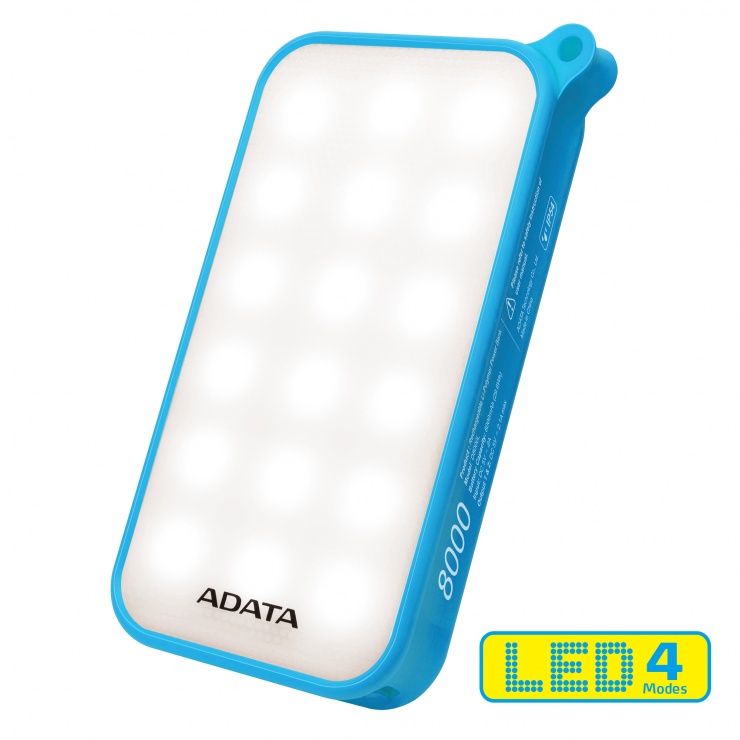 Imagine POWER BANK ADATA D8000L 8.000 mAh, certificare waterproof IP54, Orange