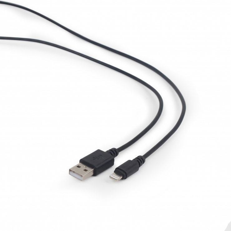 Imagine Cablu USB la iPhone Lightning 2m Negru, Gembird CC-USB2-AMLM-2m
