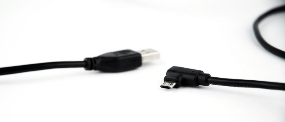 Imagine Cablu USB 2.0 la micro USB-B reversibil unghi 1.8m negru, Gembird CCB-USB2-AMmDM90-6