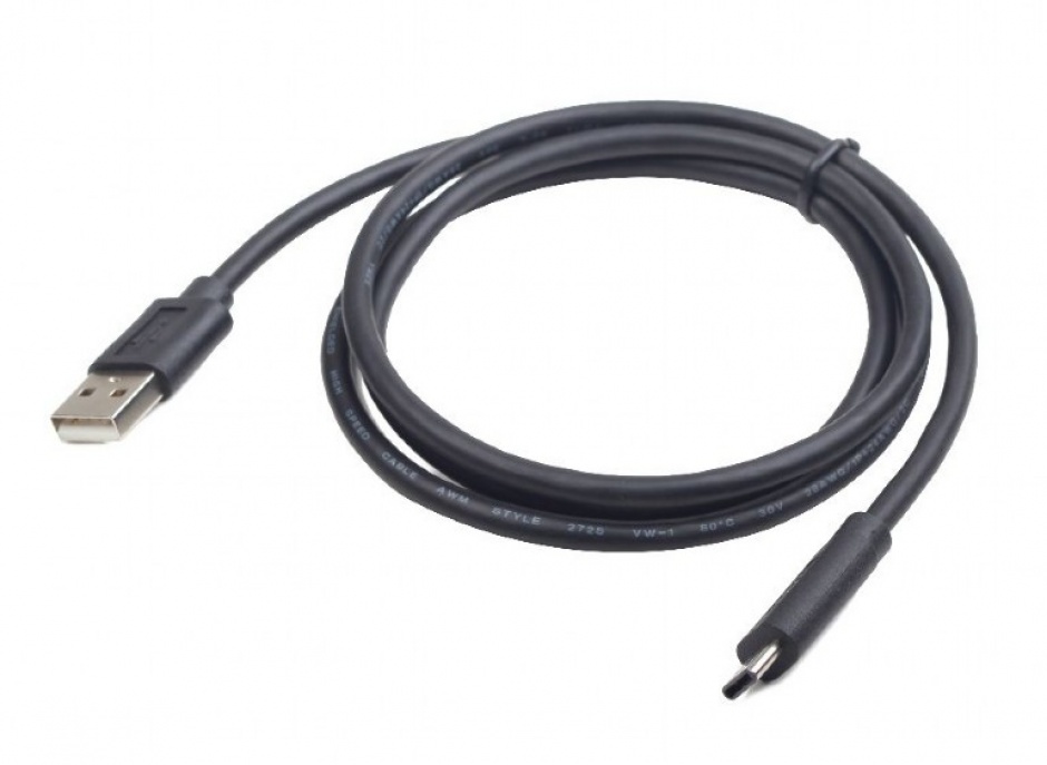 Imagine Cablu USB 2.0 tip A la tip C 1.8m T-T Negru, Gembird CCP-USB2-AMCM-6