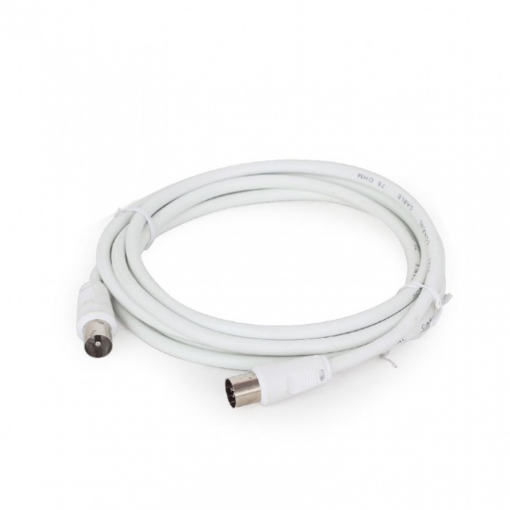 Imagine Cablu prelungitor antena coaxial T-M 1.8m alb, Gembird CCV-515-W-1