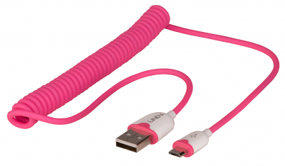 Imagine Cablu USB 2.0 la micro USB-B spiralat 1.6m Pink, Lindy L30925