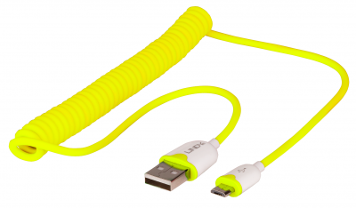 Imagine Cablu USB 2.0 la micro USB-B spiralat 1.6m Galben, Lindy L30926