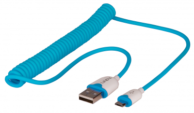 Imagine Cablu USB 2.0 la micro USB-B spiralat 1.6m Bleu, Lindy L30929