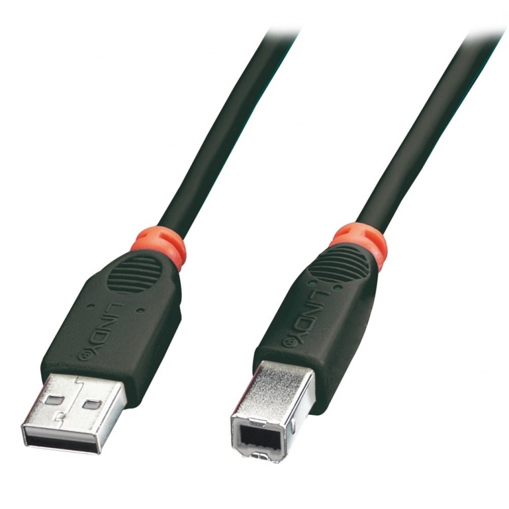 Imagine Cablu USB tip A la tip B T-T 0.2m Negru, Lindy L41740